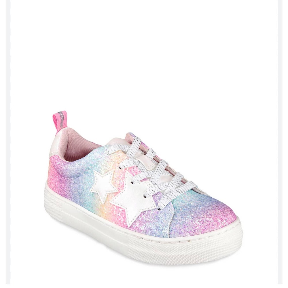 Wonder Nation Girls Pastel Rainbow Star Casual Low-Top Court Sneaker Size 6